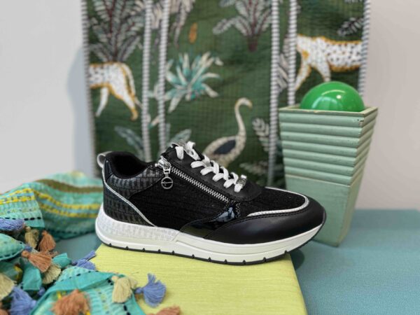 Basket TAMARIS bleu marine et blanche à paillettes