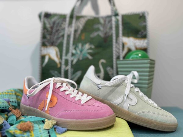 Basket RIEKER rose et orange, vert et beige