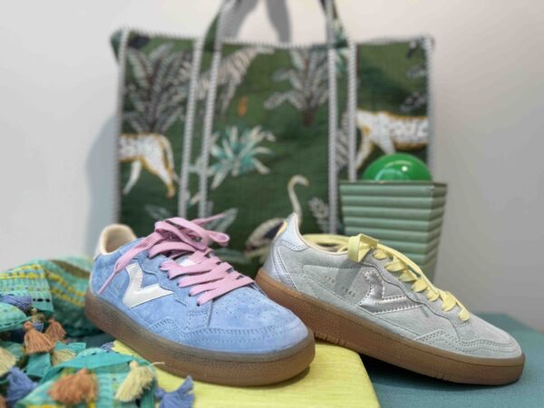 Basket VICTORIA bleu et rose ou vert et jaune