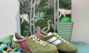 Basket CAVAL kaki, rose et blanche