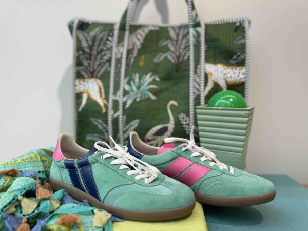Basket CAVAL turquoise, rose et bleu