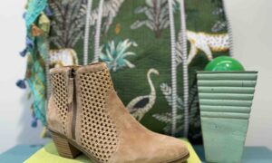 Bottine MAMZELLE cuir beige et raphia