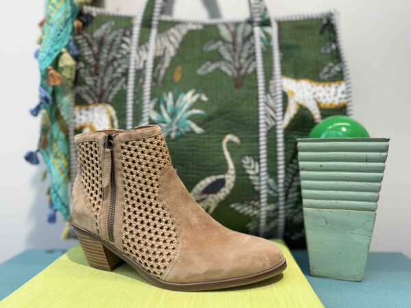 Bottine MAMZELLE cuir beige et raphia