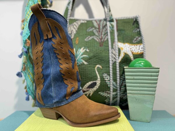 Botte METISSE 3/4 camel et jean