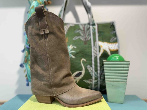 Botte METISSE santiag 3/4 taupe en nubuck