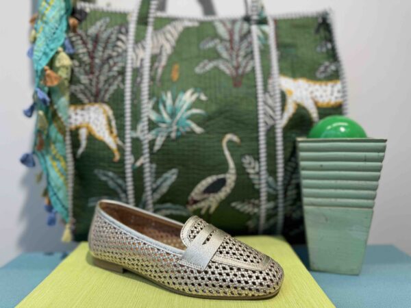 Mocassins WEDO cuir doré ajourée