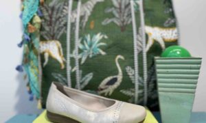 Ballerines RIEKER cuir doré strass