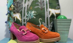 Mocassins DORKING à talon orange ou rose