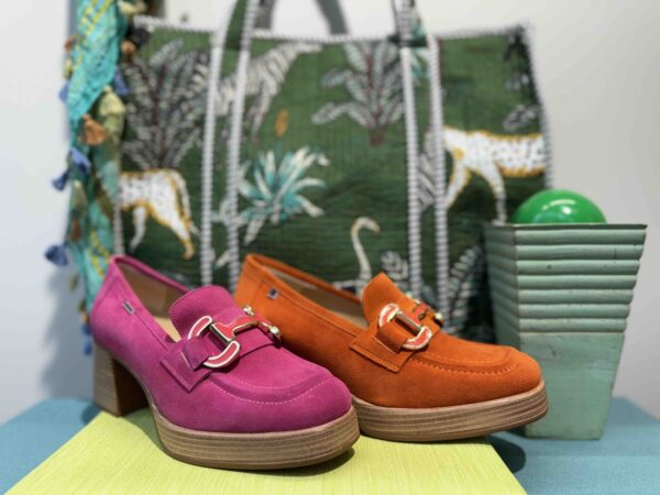Mocassins DORKING à talon orange ou rose