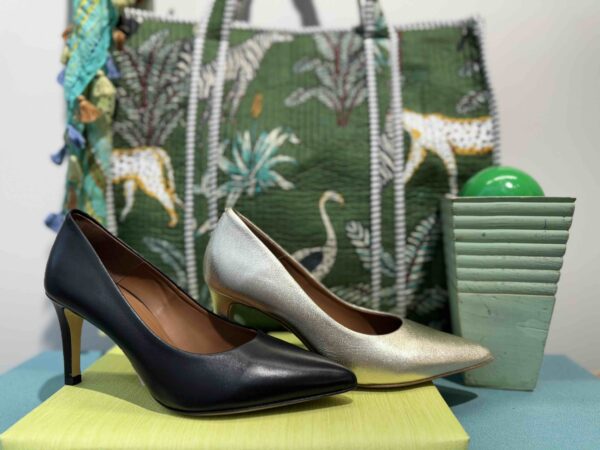 Escarpins ZOÏ talon aiguille noir ou doré