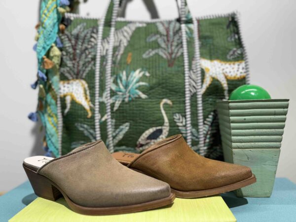 Mules MÉTISSE nubuck taupe ou camel