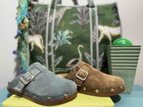 Mules ALPE en nubuck bleu ou marron