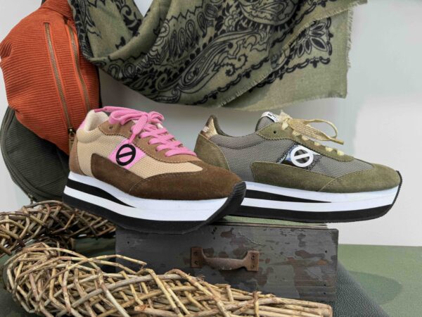 Basket NO NAME flex jogger camel et kaki ou rose et chocolat