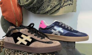 Basket ANOTHER TREND noire et taupe ou bleu marine, argent et rose