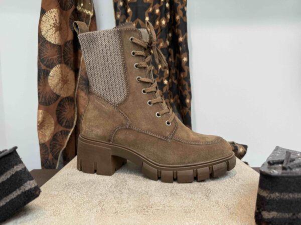 Bottine TAMARIS à talon carré nubuck camel