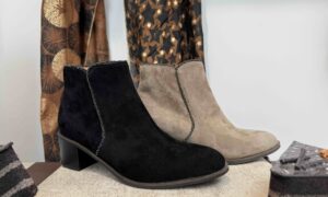 Bottine MAM'ZELLE à talon, nubuck noir ou taupe