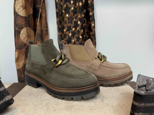 Bottine ANNCHAUSS nubuck kaki ou beige