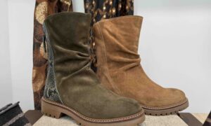 Bottine REQINS montante à zip, nubuck kaki ou camel