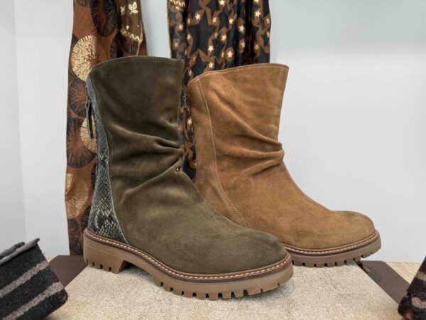 Bottine REQINS montante à zip, nubuck kaki ou camel