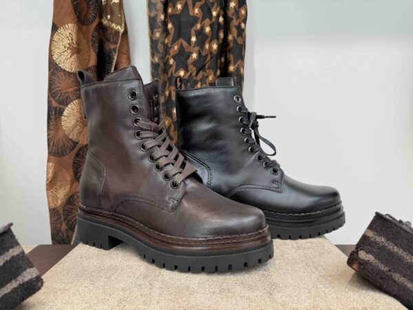 Boots MJUS à lacet + zip en cuir noir ou chocolat