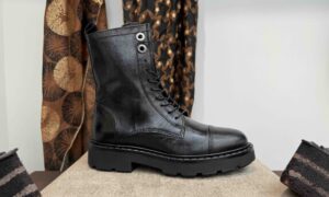 Boots MJUS à lacet + zip cuir noir