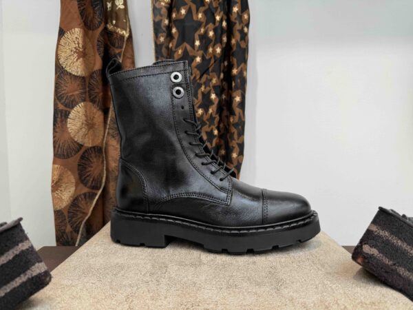 Boots MJUS à lacet + zip cuir noir