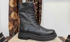 Bottine ALIWELL 3/4 à lacet cuir noir
