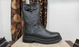 Bottine ALIWELL 3/4 à zip cuir noir