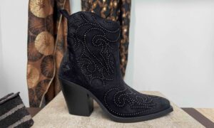 Tiag MÉTISSE talon haut en nubuck noir à strass