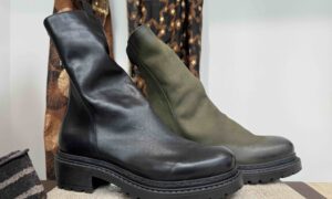 Boots MÉTISSE tige haute à zip en cuir noir ou kaki