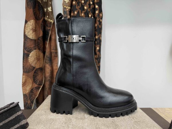 Boots GIO+ motarde à talon haut cuir noir