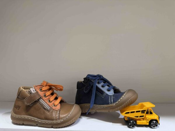 Basket BOPY montante à lacets + zip camel ou bleu marine