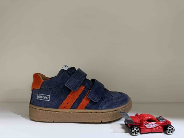 Basket GBB à scratch en nubuck bleu marine et orange