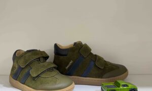 Basket ACEBOS montante à scratch en nubuck kaki et bleu marine