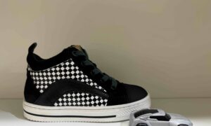 Basket ACEBOS montante à lacets + zip avec motif damier