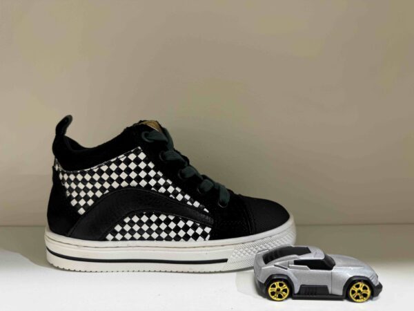 Basket ACEBOS montante à lacets + zip avec motif damier