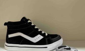 Basket ACEBOS montante à lacets + zip noir et blanc
