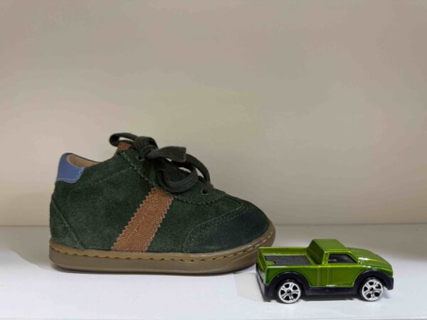 Basket SHOOPOM montante à lacets + zip, en vert sapin