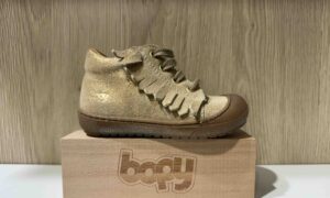 Basket BOPY à lacets + zip, paillette doré + frange avec bout renforcé