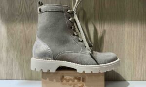 Bottine ADOLIE semelle cranté à lacets + zip gris