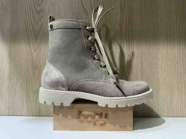 Bottine ADOLIE semelle cranté à lacets + zip gris