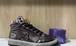 Basket GBB à lacets + zip, irisé et paillette