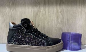 Basket GBB à lacets + zip, noir et paillette