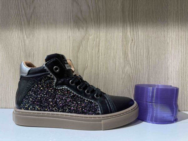 Basket GBB à lacets + zip, noir et paillette
