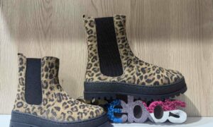 Bottine ACEBOS semelle cranté en nubuck léopard