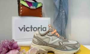 Basket VICTORIA semelle style running : beige et orange