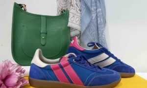 Basket CAVAL : bleu, rose et blanc