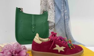 Basket MÉLINÉ semelle fine : rose + bijoux