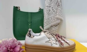 Basket MÉLINÉ semelle épaisse  : beige + bijoux