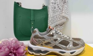 Basket MRP forme running : beige et dorée